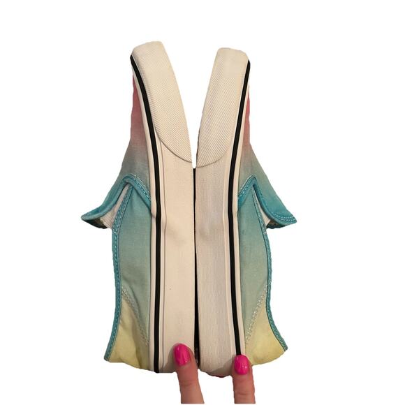 Vans Asher Women’s 7M/8.5W Pink Blu Yellow Ombre Low Slip On Skate Sneaker Shoes - Picture 7 of 9